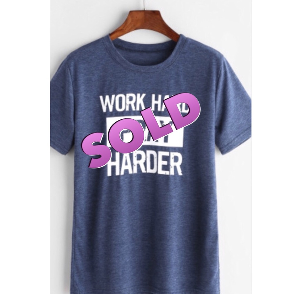 💝Heather Blue Slogan Print T-shirt💝